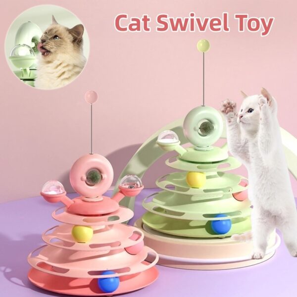927f5d44-5d8f-4ad1-a7da-606463e4f6c8.jpg 4 Levels Cat Toy Tower Turntable Roller Balls Toys Interactive Intelligence Pets Toys Training Track Puzzle Funny Games Accessories Pet Products